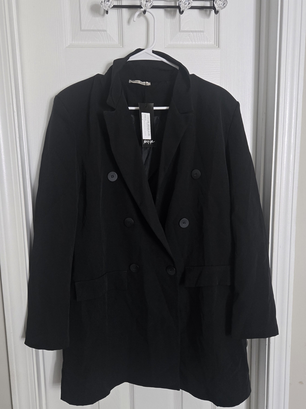 Black Double-Breasted Women's Blazer Jacket Size M ** NEW